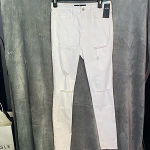 Hollister High Rise Super Skinny Ripped White Jeans, Size: 7S (W28 L28)
